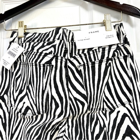NWT FRAME Le High Straight-Leg Zebra Jeans high rise women’s size 25 cotton - Picture 7 of 9